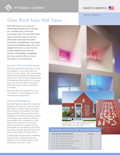 Glass Block Solar Wall Tubes