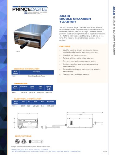 464-B SINGLE CHAMBER TOASTER