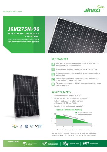 Standard Module:JKM275M-96(255W~275W)