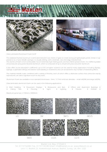 Glass Laminated Aluminium Foam GLAF