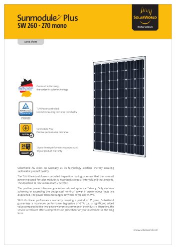 Sunmodule Plus SW 260-270 mono