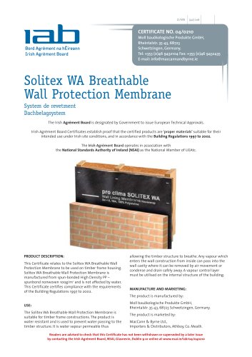  Solitex WA Breathable Wall Protection Membrane