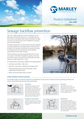 Anti-flood valve datasheet