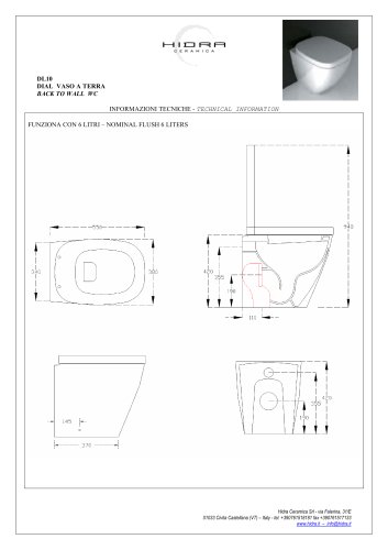 Dial back to wall - Technical sheet wc DL10