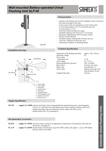 SLP 09 - Wall-mounted Battery-operated Urinal Flushing Unit