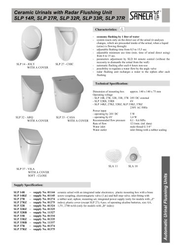 SLP 14R - Ceramic Urinal JOLY with a Radar Flushing Unit