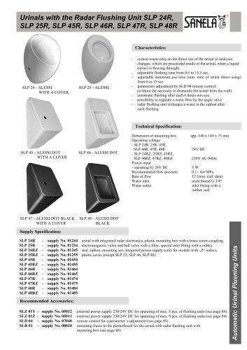 SLP 25R - Ceramic Urinal ALESSI with a Radar Flushing Unit