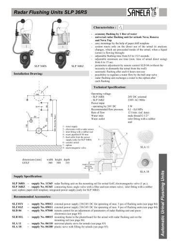 SLP 36RZ - Radar Flushing Unit for the Urinal GOLF with Integrated Power Supply