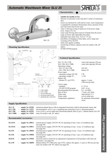 SLU 25 - Wall-mounted Thermostatic Mixer, Water Supply Span 150 mm