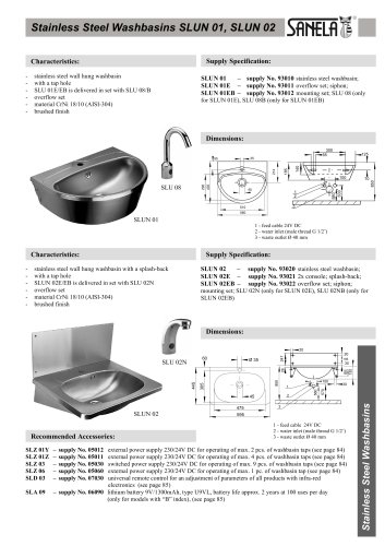 Stainless Steel Washbasins SLUN 01, SLUN 02