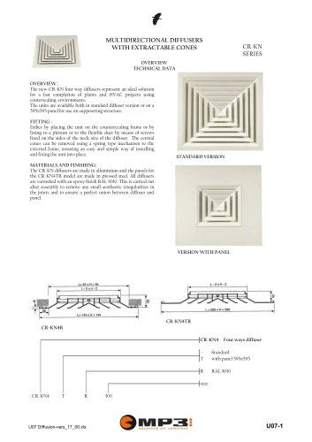 MULTIDIRECTIONAL DIFFUSERS WITH EXTRACTABLE CONES