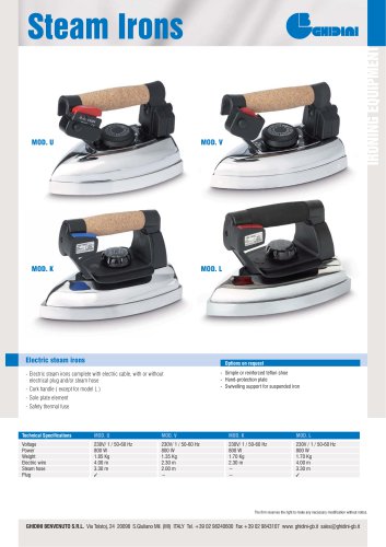 Mod. U Electric steam irons