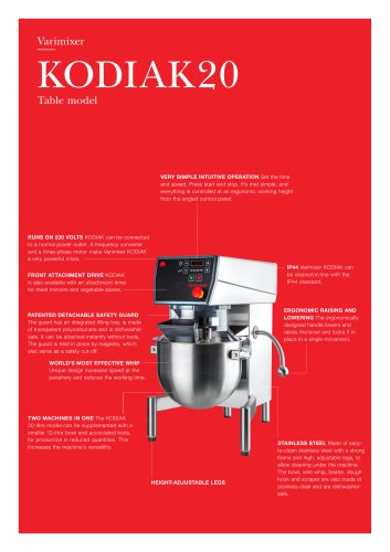 KODIAK 20 - Table model - Data sheet