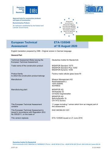 European Technical Assessment ETA-13/0549