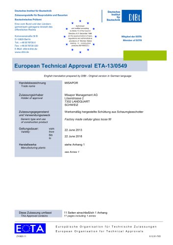 MISAPOR - European Technical Approval ENG 130549