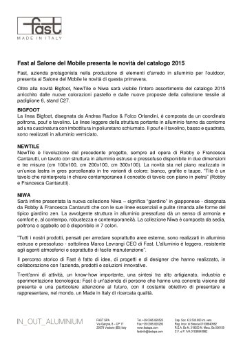 Counicato Stampa Aprile 2015