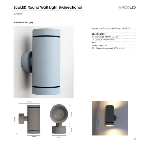 EcoLED Round Wall Light (bi-directional) LED Uplight