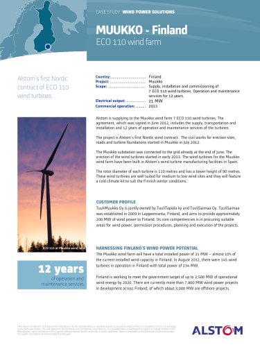 MUUKKO - Finland : ECO 110 wind farm