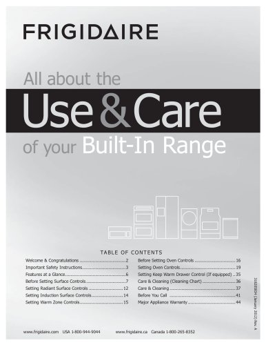 All about the Use & Care of your Built-In Range