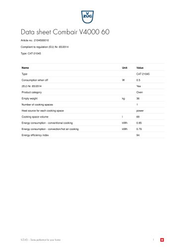 Data sheet Combair V4000 60