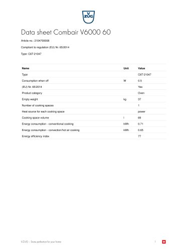 Data sheet Combair V6000 60