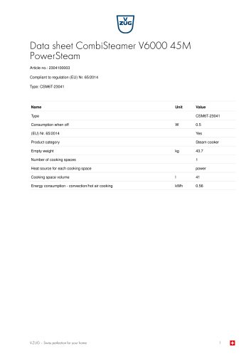 Data sheet CombiSteamer V6000 45M